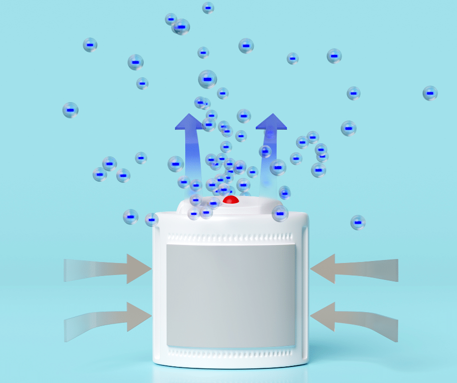 A diagram showing how an air purifier works 