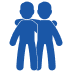 Blue icon showing three people silhouettes grouped together, representing a team or group.