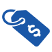 Blue sale tag icon with the word SALE written on it