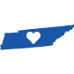 Blue abstract ribbon shape with a centered heart motif, likely a care or love-themed logo