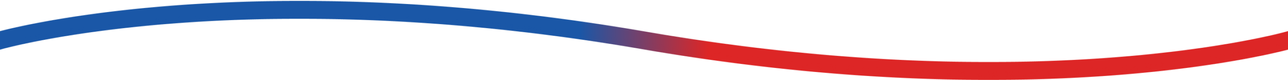 Decorative abstract ribbon banner in blue to red on a white background, used as a header element.